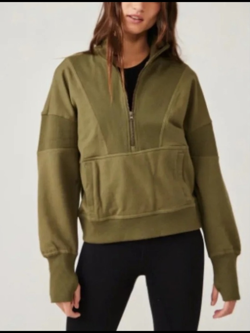 EUC Free People FP Movement Womens Small Seagrass Green Adeline Pullover Half
